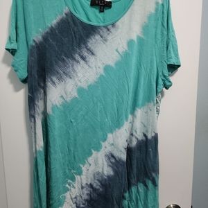 B.L.U.E. Green and Navy tie dye tshirt sz 1X